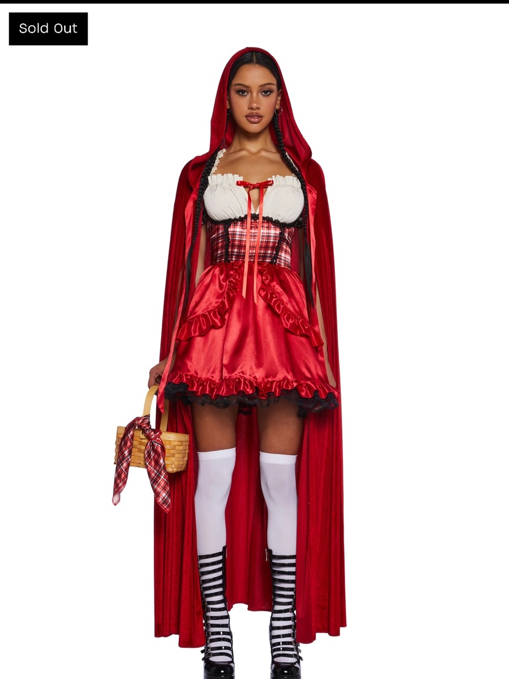 Dolls Kill Red Satin Hooded Little Red Riding Hood Costume